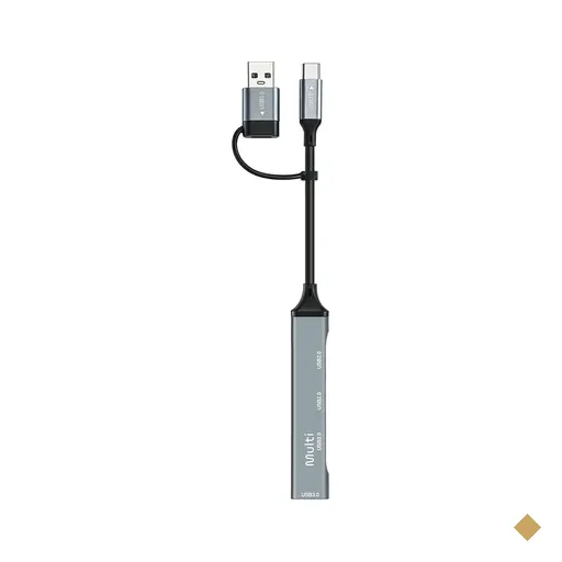 Hub USB 3.0 4 em 1 de Alumínio com Adaptador Híbrido USB-C e USB-A Multi -…