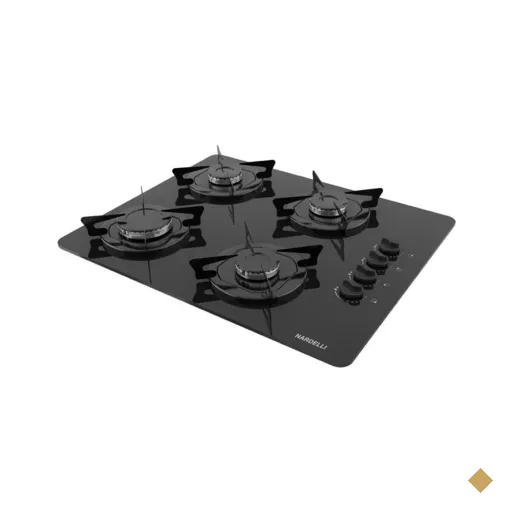 Cooktop à Gás 4 Bocas NDL Vidro Flange Esmaltada Nardelli