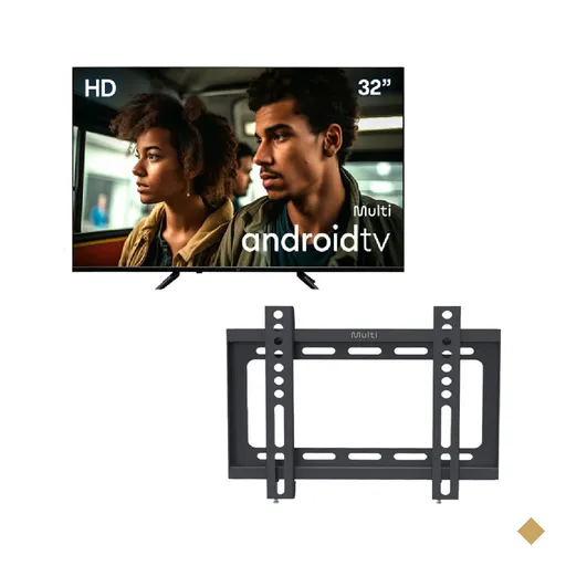 Kit Smart TV 32" HD Wi-Fi Multi + Suporte Fixo para TV de 13" a 42" Multi -…