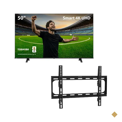 Kit Smart TV DLED 50" 4K Wi-Fi Toshiba + Suporte Fixo para TV de 23" a 60"…