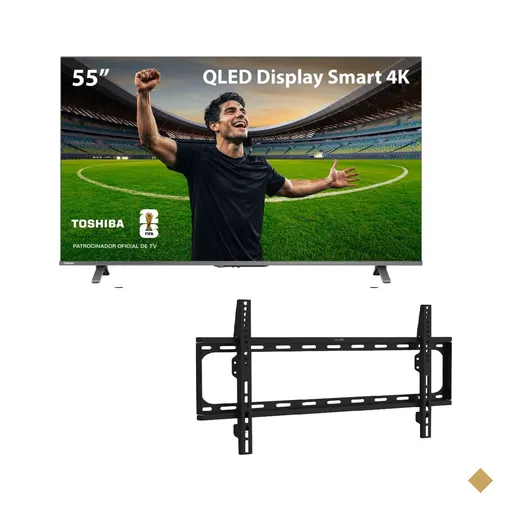 Kit Smart TV QLED 55" 4K Wi-Fi Toshiba + Suporte Fixo para TV de 37" a 70"…