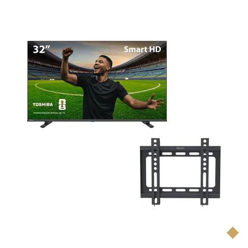 Smart TV Toshiba DLED 32" HD + Suporte Fixo para TV de 13" a 42"