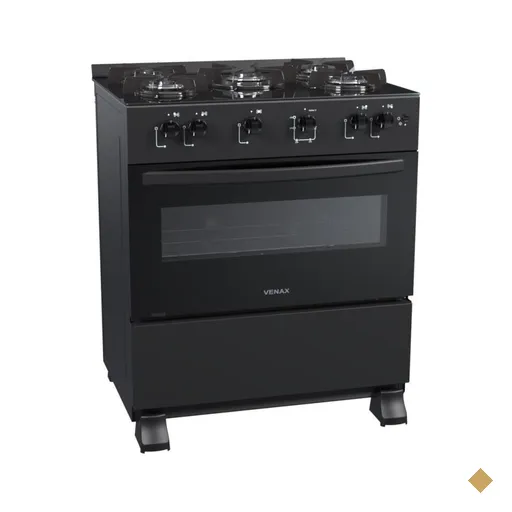 Fogao 5 Bocas Venax Picasso Line Preto Fosco Gas Glp