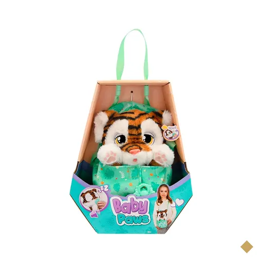 Pelúcia Baby Paws Tigre com Sons de Bebê Pet e Bolsa de Transporte 2 em 1…
