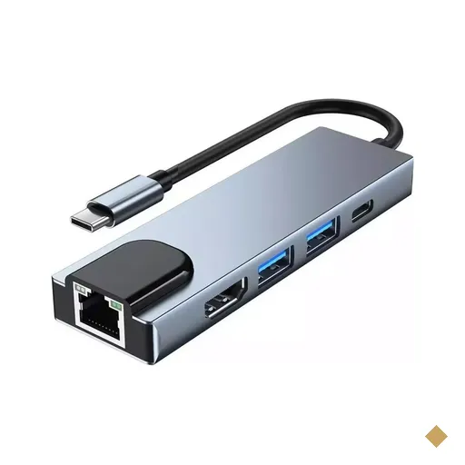 Hub Adaptador Usb Tipo-C, 5 Em, Hdmi + rede + 2 portas USB