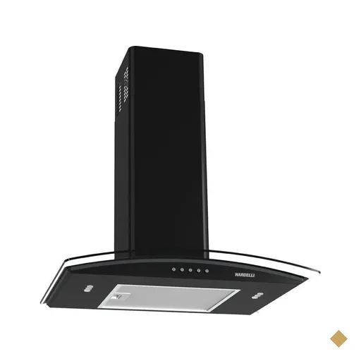 Coifa de Parede Clean Vidro Curvo Black 60cm Nardelli - Preto