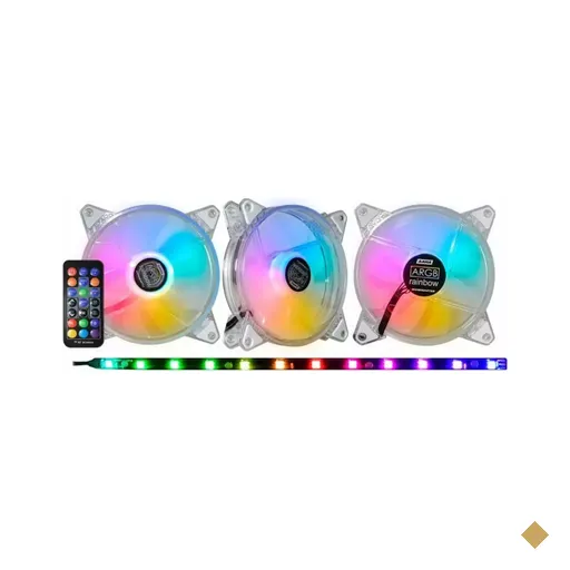 Kit KMex AAMA Fan c/ 3 Unidades 120mm Branco + Fita LED, c/ Controladora