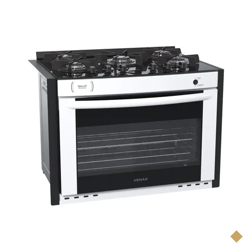 Fogao a Gas de Embutir 5 Bocas Venax Gaudi Prisma Vitreo Branco