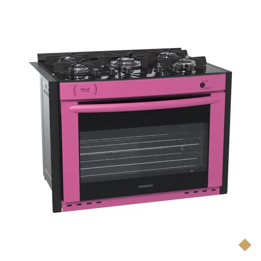 Fogao a Gas de Embutir 5 Bocas Venax Gaudi Prisma Vitreo Pink