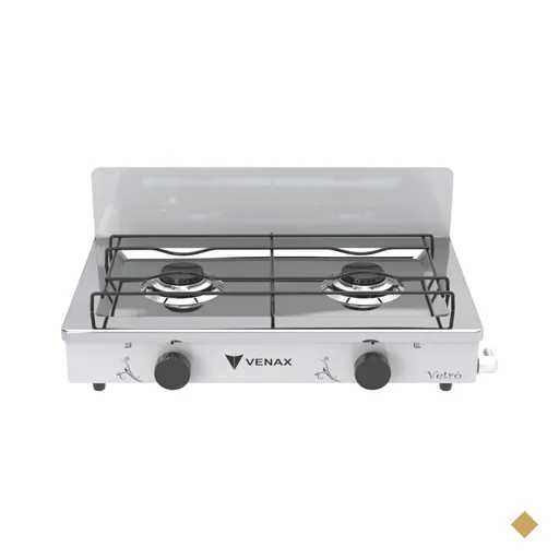 Fogao a Gas Portatil 2 Bocas Venax Flamalar Vetro Branco