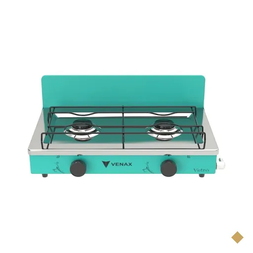 Fogao a Gas Portatil 2 Bocas Venax Flamalar Vetro Verde