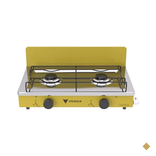 Fogao a Gas Portatil 2 Bocas Venax Flamalar Vetro Amarelo