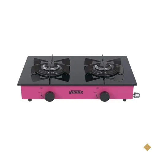 Fogao a Gas Portatil 2 Bocas Venax Flamalar Vitreo Pink