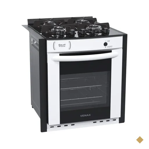 Fogao a Gas de Embutir 4 Bocas Venax Gaudi Prisma Vitreo Branco