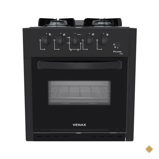Fogao de Embutir 4 Bocas Venax Picasso Line Preto Fosco Gas Glp