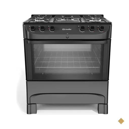 Fogão Mueller preto fosco 5 Bocas com mesa esmaltada e acendimento MFI5BC