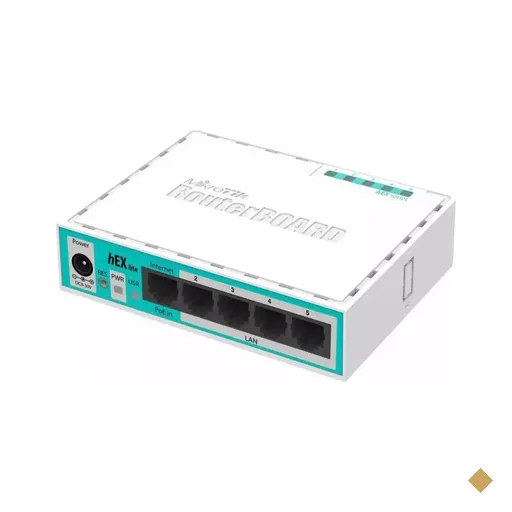 Switch Mikrotik hEX 5-Portas (5x Lan, PoE Passivo, Dual Core 880MHz CPU, 256MB…