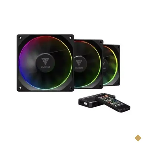 Kit Fan 120mm com 3 Unidades Gamdias Aeolus ARGB M3-1203R (c/ controladora)