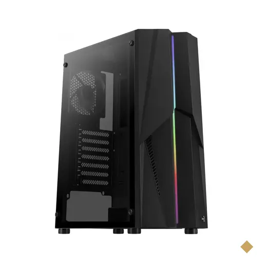 Gabinete Aerocool Mecha RGB, Lateral em Acrílico, 1 Fan, Mid Tower Preto