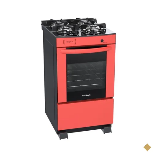 Fogao a Gas 4 Bocas Venax Delplus Vitreo BL Vermelho