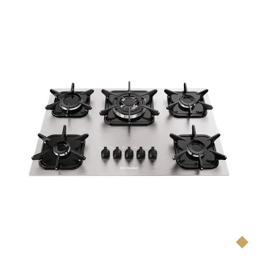 Cooktop Mueller 5 Bocas de Alumínio com Queimador Tripla Chama MCG5BK