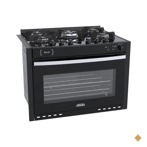 Fogao a Gas de Embutir 5 Bocas Venax Gaudi Platinum Vitreo Preto 220V
