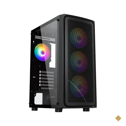 Gabinete Gamer Kalkan Joturn, 4 fans RGB, Vidro Temperado, Mid Tower, Preto