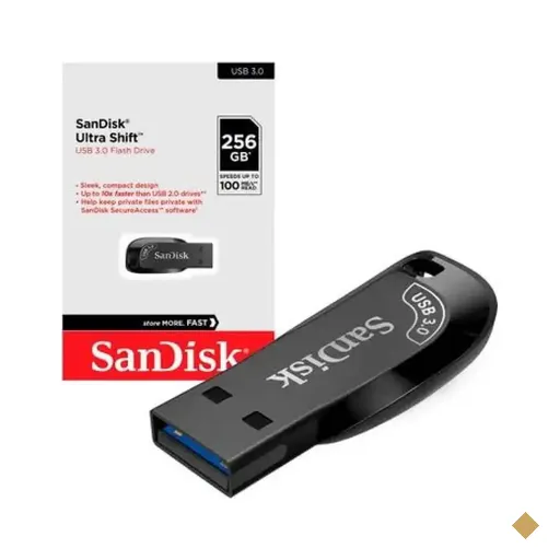 Pendrive Sandisk 256GB Ultra Shift USB 3.0 Preto