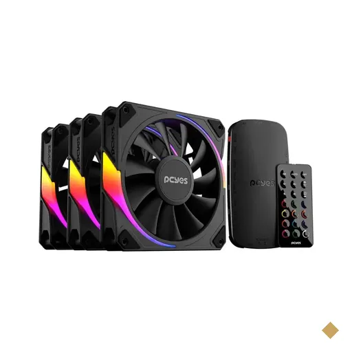 Kit Fan PCYes Sangue Frio 3 ARGB Black Vulcan 3x 120mm, Preto com Controladora