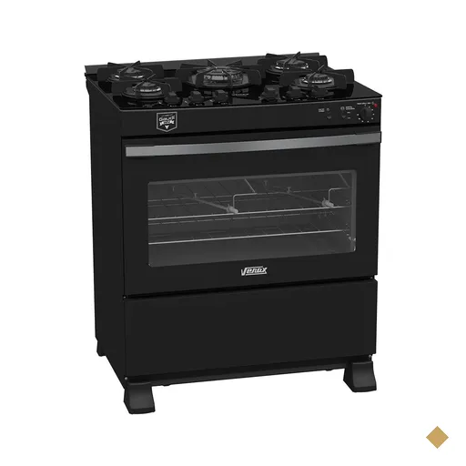 Fogao a Gas 5 Bocas Venax Gaudi Vetro Vitreo Preto 220V