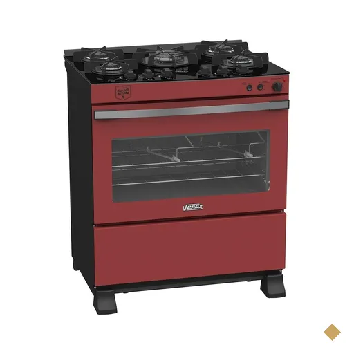 Fogao a Gas 5 Bocas Venax Gaudi Vetro Vitreo Vermelho 127V