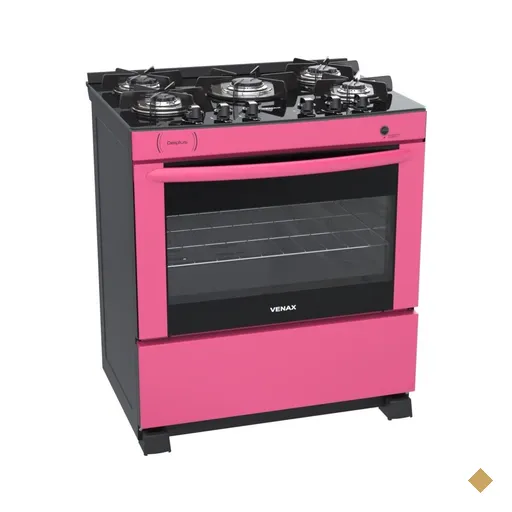 Fogao a Gas 5 Bocas Venax Delplus Vitreo BL Pink