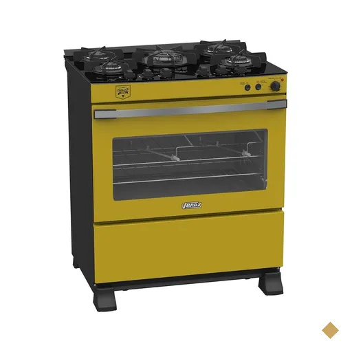 Fogao a Gas 5 Bocas Venax Gaudi Vetro Vitreo Amarelo 127V