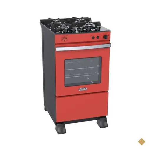 Fogao a Gas 4 Bocas Venax Gaudi Vetro Vitreo Vermelho 220V