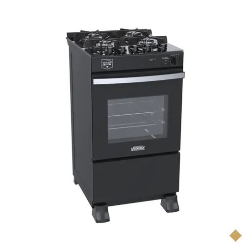 Fogao a Gas 4 Bocas Venax Gaudi Vetro Vitreo Preto 127V