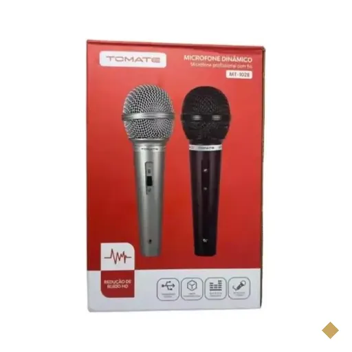 Microfone Dinâmico Profissional Duplo com Fio