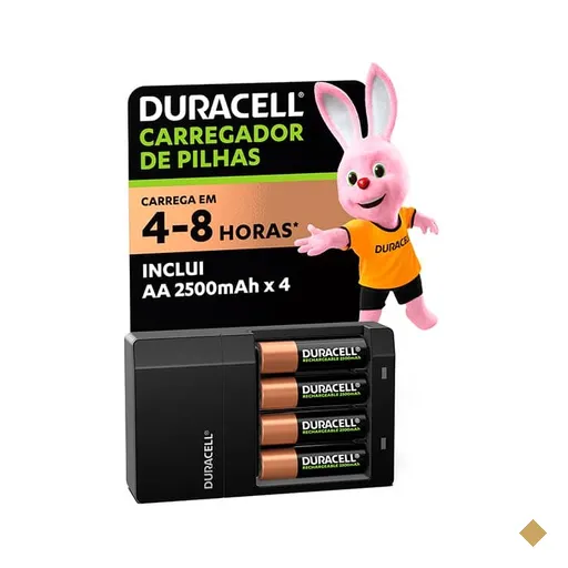 Carregador Duracell para pilha recarregável AA/AAA, com 4 pilhas - BT 1 UN