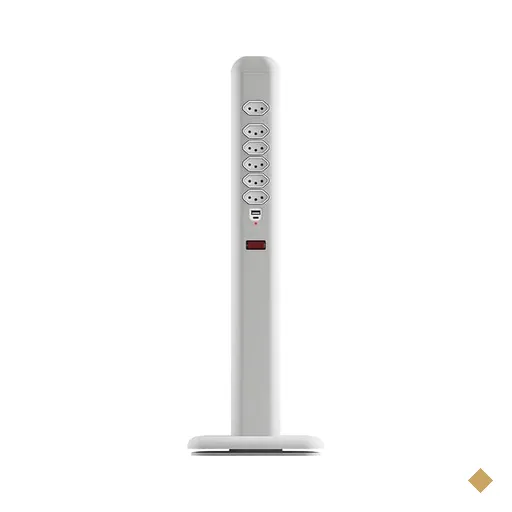 Extensão elétrica tipo totem, 6 tomadas, USB-C, com suporte, Cinza, 10025…
