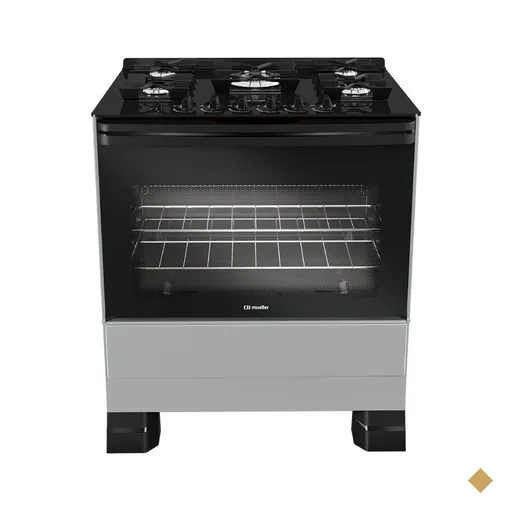 Fogão Mueller 5 Bocas Titanio Bivolt Mesa De Vidro e Tripla Chama MFV5BF