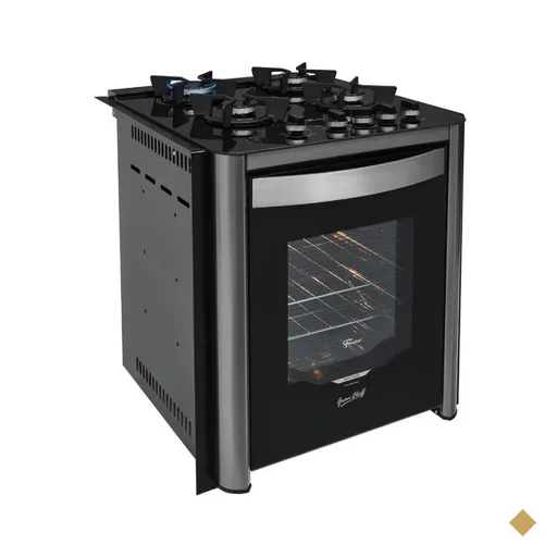 Fogão Fischer Gran Cheff De Embutir 4 Bocas Silver Mesa De Vidro Preto 220V