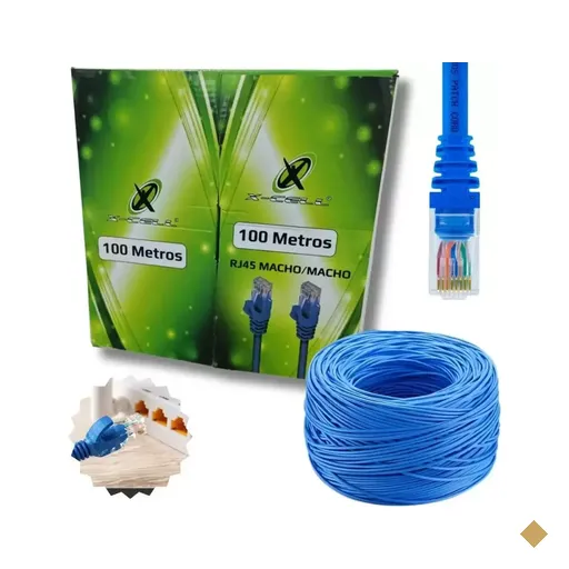 Cabo de Rede RJ-45 CAT5e 100m Azul - X-Cell