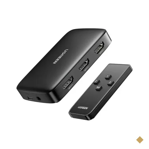 Switch Hdmi Ugreen 3 em 1 com Controle Remoto 4k/30Hz - Preto