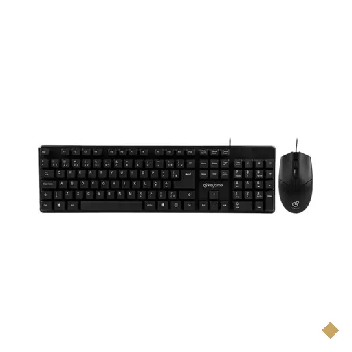 Kit Teclado e Mouse Keytime Office Minimal, USB, com fio, Preto