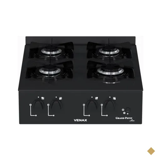 Fogao a Gas Portatil 4 Bocas Venax Grand Petit Line Preto