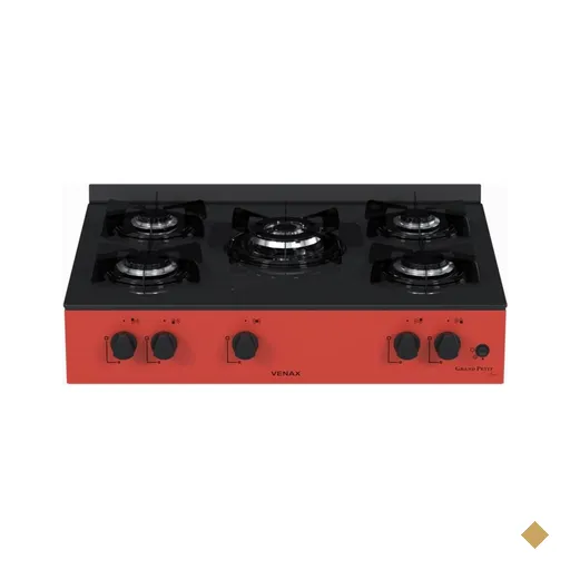 Fogao a Gas Portatil 5 Bocas Venax Grand Petit Line Vermelho