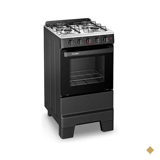 Fogão Ideal Pop 4 Bocas com Mesa em Inox Esmaltec - Preto