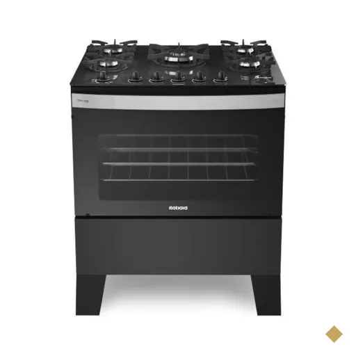 Fogão Itatiaia Itaglas Piso 5 Bocas Preto Mesa Vidro Bivolt 3700000373