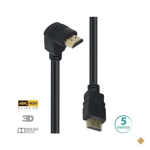 Cabo HDMI 2.0 4K, 5M, 90 graus - Vinik 