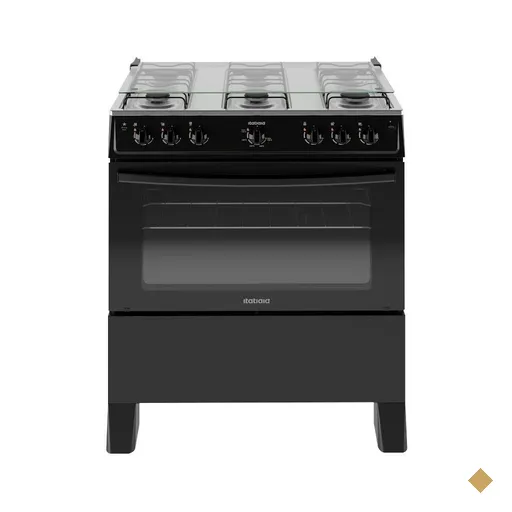 FOGAO ITATIAIA STAR NEW PISO 6 BOCAS PRETO MESA DE INOX BIVOLT (3700000474)