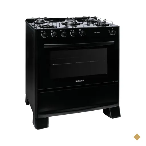 Fogão Suggar de Piso Cook Essence 5 Bocas com Mesa de Vidro - Preto